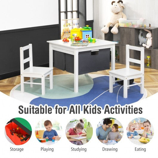 2-in-1 Kids Activity Table and 2 Chairs Set with Storage Building Block Table-Espresso - Minihomy