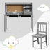 Kids Desk and Chair Set Study Writing Desk with Hutch and Bookshelves-Gray - Color: Gray - Minihomy