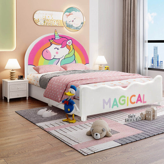 Children Twin Size Upholstered  Platform Single Bed - Minihomy