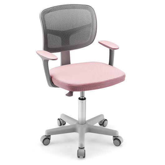 Adjustable Desk Chair with Auto Brake Casters for Kids-Pink - Color: Pink