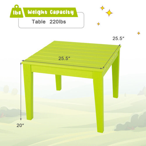 25.5 Inch Square Kids Activity Play Table-Green - Color: Green