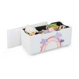 Kids Wooden Upholstered Toy Storage Box with Removable Lid-White