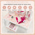 2-in-1 Kids Vanity Table Set with Tri-folding Mirror-Pink - Minihomy