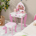 2-in-1 Toddler Vanity Set with Detachable Top & Cute Flower Patterns-White - Minihomy