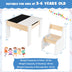 4-in-1 Wooden Activity Kids Table and Chairs with Storage and Detachable Blackboard-White - Minihomy