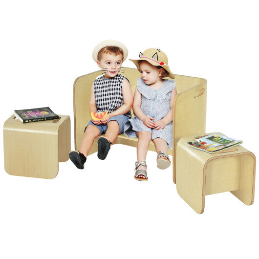 3 Pieces Kids Wooden Table and Chair Set - Minihomy