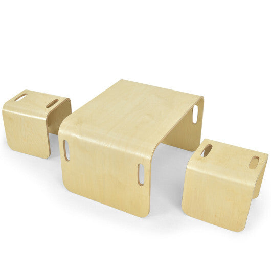 3 Pieces Kids Wooden Table and Chair Set - Minihomy