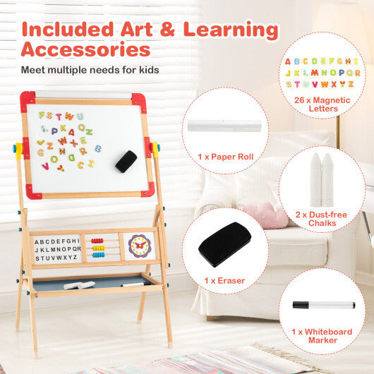 3-in-1 Wooden Art Easel for Kids with Drawing Paper Roll - Minihomy