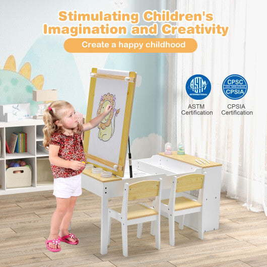 Children Art Activity Table and Drawing Table-Natural - Color: Natural - Minihomy