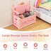 2-In-1 Kids Princess Wooden Toy Box with Safe Hinged Lid-Pink - Minihomy