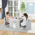 4-in-1 Kids Table and Chairs with Multiple Storage for Learning-Gray - Minihomy