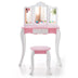 Kid's Wooden Vanity Table and Stool Set  with 3-Panel Acrylic Mirror-White - Minihomy