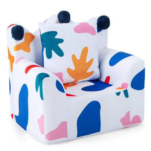 High-density Padding Kids Sofa with Armrest and Extra Pilow-Multicolor - Color: Multicolor