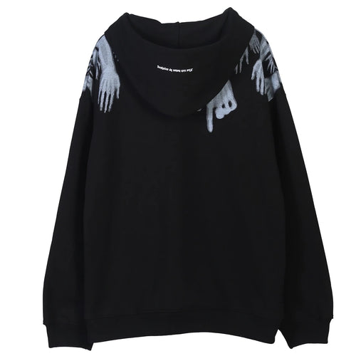 Hipster Hoodie Punk Rock Pullover Tops Casual black sweatshirt