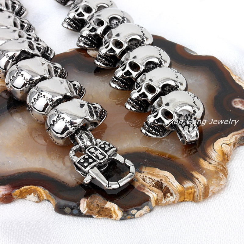 Trendy Stainless Steel Skull Necklace Domineering Men's Titanium Steel Thick Chain