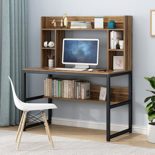 Computer Desk With Bookshelf 47-inch Home Office Desk Space-Saving Design