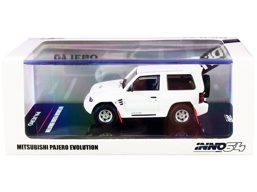 Mitsubishi Pajero Evolution RHD (Right Hand Drive) White with Extra Wheels 1/64 Diecast Model Car by Inno Models
