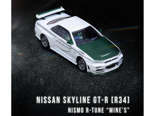 Nissan Skyline GT-R (R34) Nismo R-Tune RHD (Right Hand Drive) White with Green Carbon Hood 