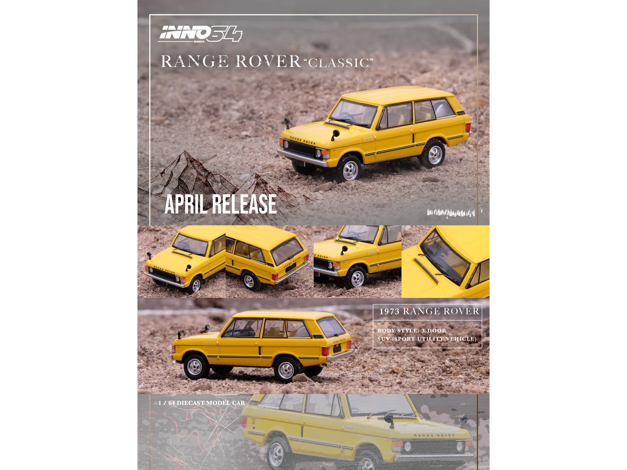 Land Rover "Classic" RHD (Right Hand Drive) Sanglow Yellow 1/64 Diecast Model Car by Inno Models - Minihomy