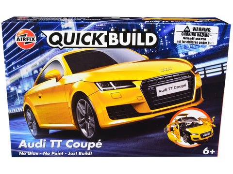 Skill 1 Model Kit Audi TT Coupe Yellow Snap Together Model by Airfix Quickbuild