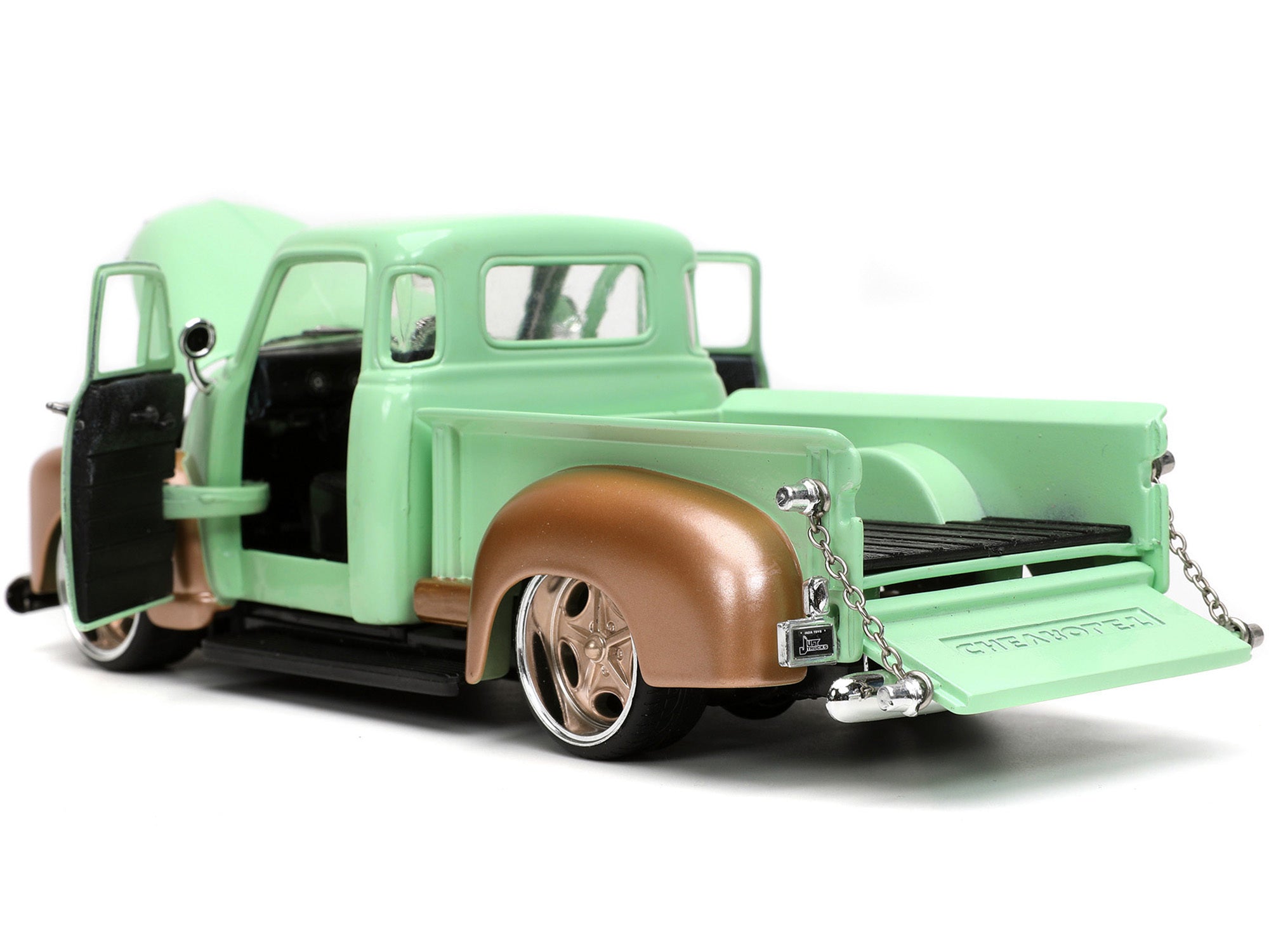 1953 Chevrolet 3100 Pickup Truck Light Green and Gold Metallic "Rusty's Garage" with Extra Wheels "Just Trucks" Series 1/24 Diecast Model Car by Jada - Minihomy