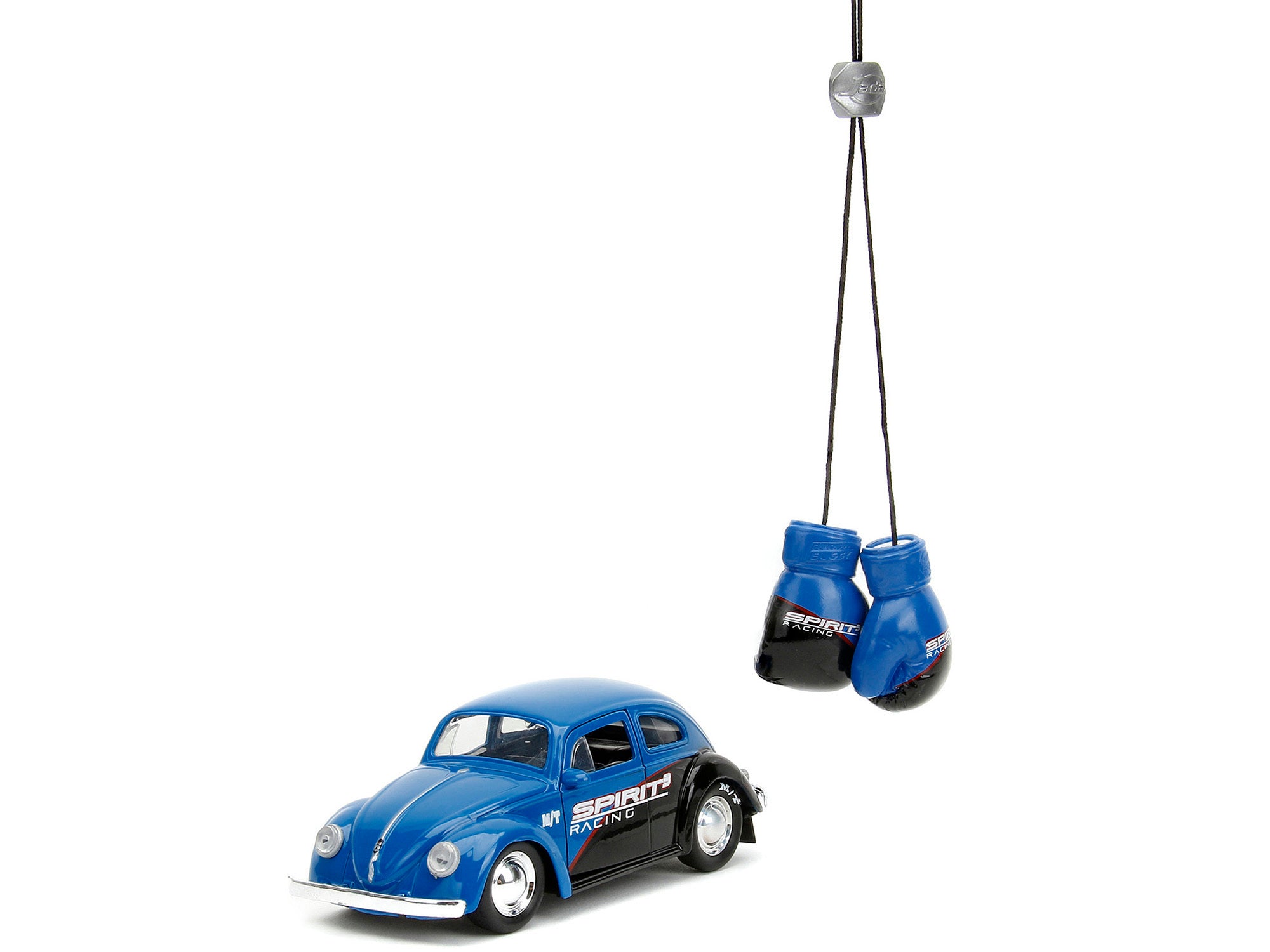 1959 Volkswagen Beetle "Spirit3 Racing" Blue and Black and Boxing Gloves Accessory "Punch Buggy" Series 1/32 Diecast Model Car by Jada - Minihomy