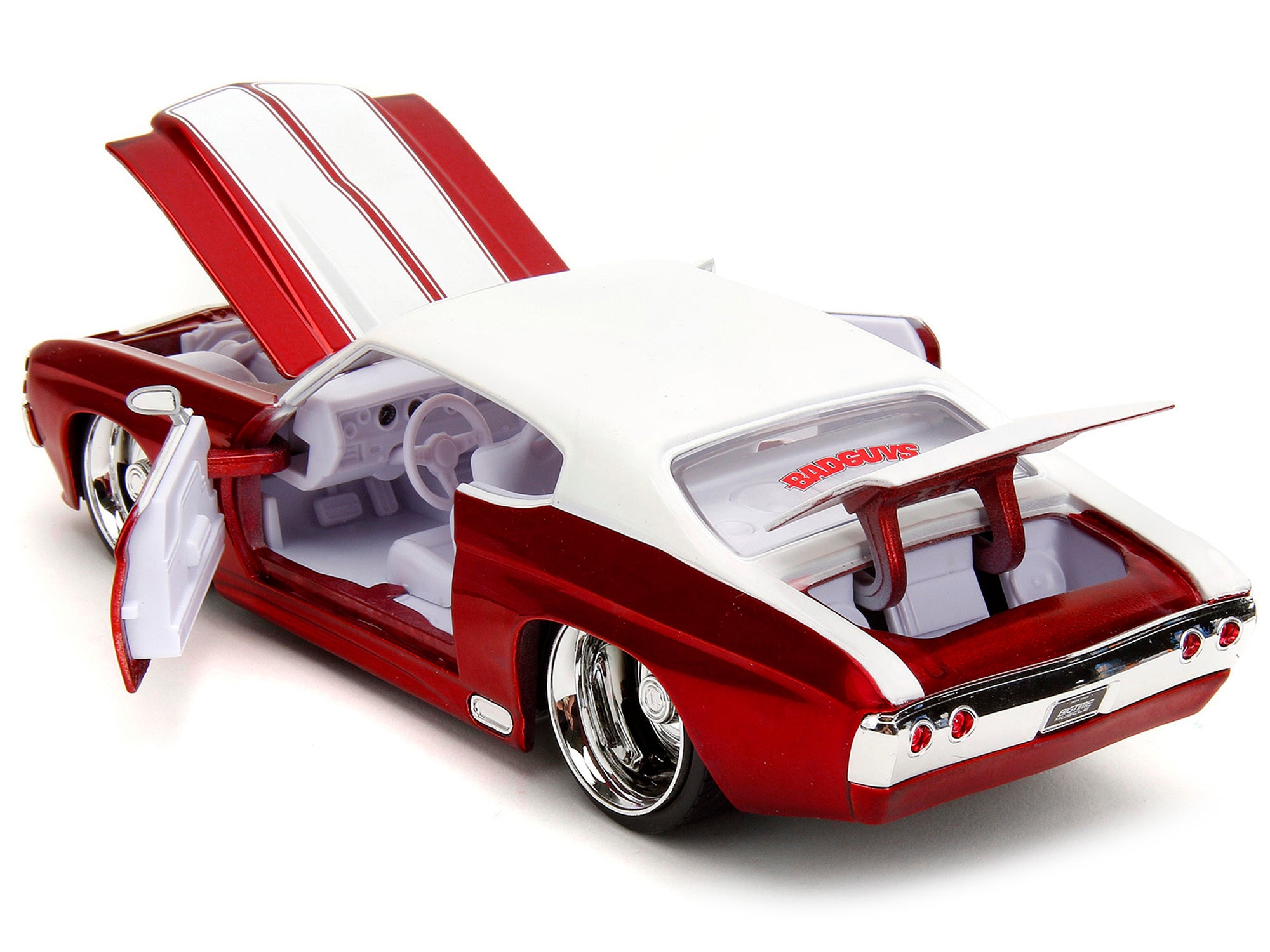 1971 Chevrolet Chevelle SS Candy Red with White Top White Stripes and White Interior "Bigtime Muscle" Series 1/24 Diecast Model Car by Jada - Minihomy