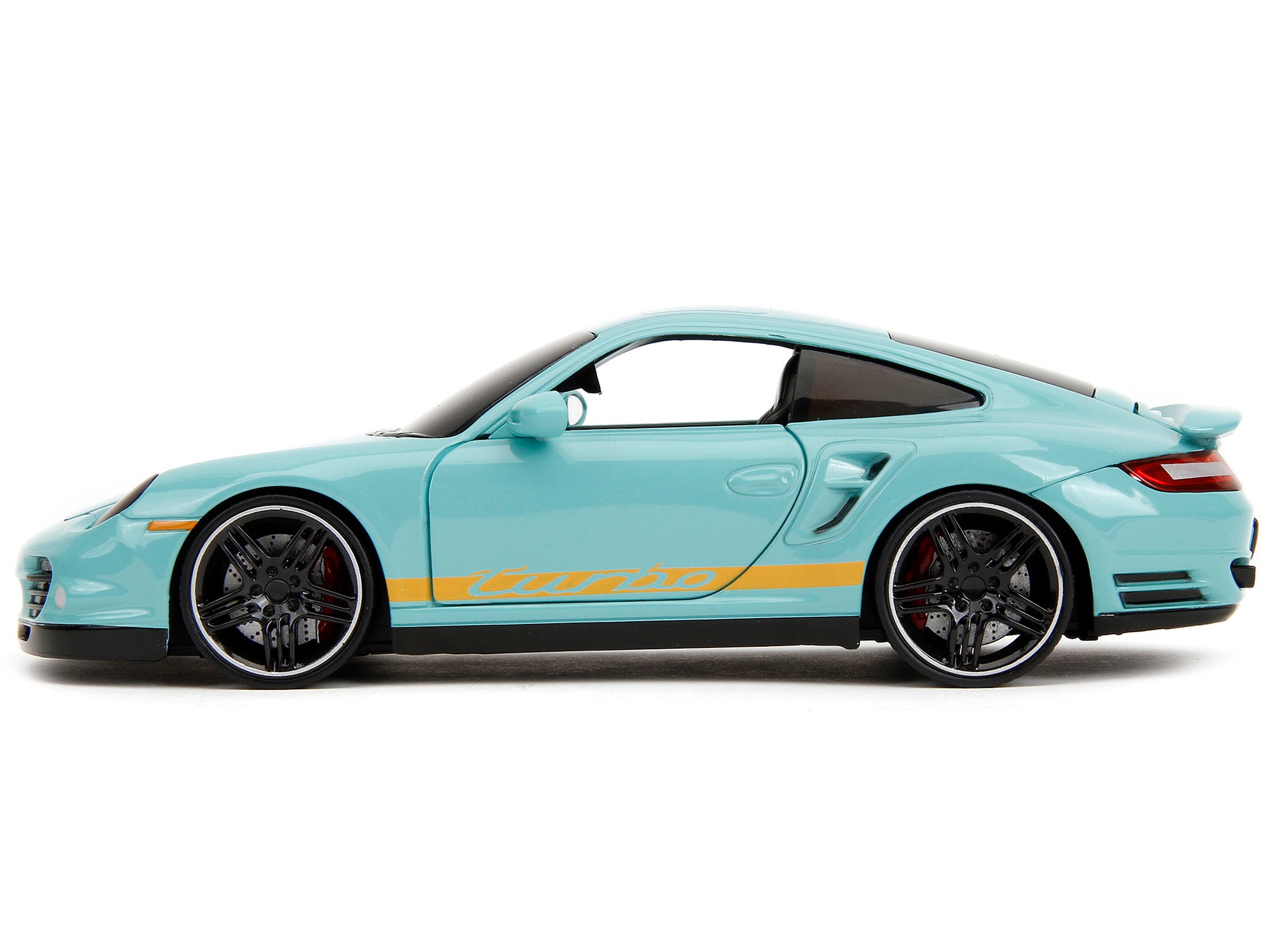 Porsche 911 Turbo (997) Light Blue with Yellow Stripes "Pink Slips" Series 1/24 Diecast Model Car by Jada - Minihomy