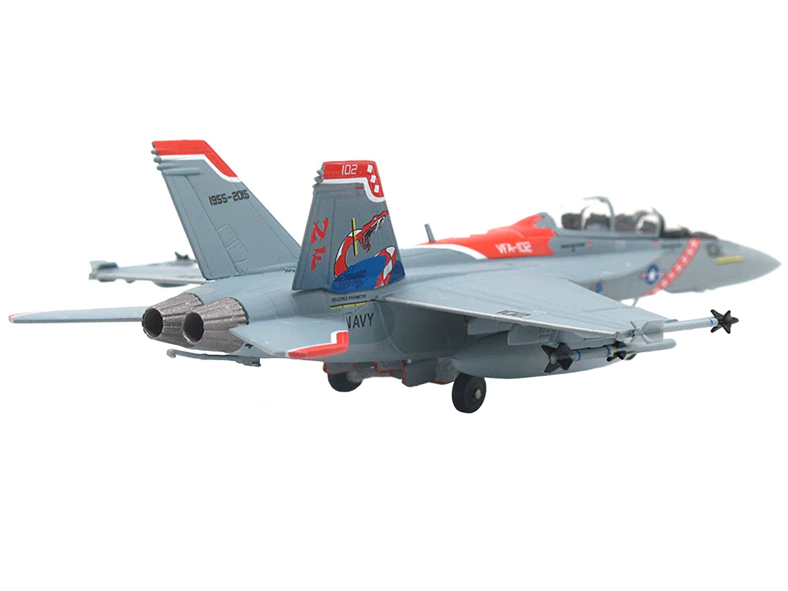 Boeing F/A-18F Super Hornet Fighter Aircraft "US Navy VFA-102 Diamondbacks 60th Anniversary Edition" (2015) 1/144 Diecast Model by JC Wings - Minihomy