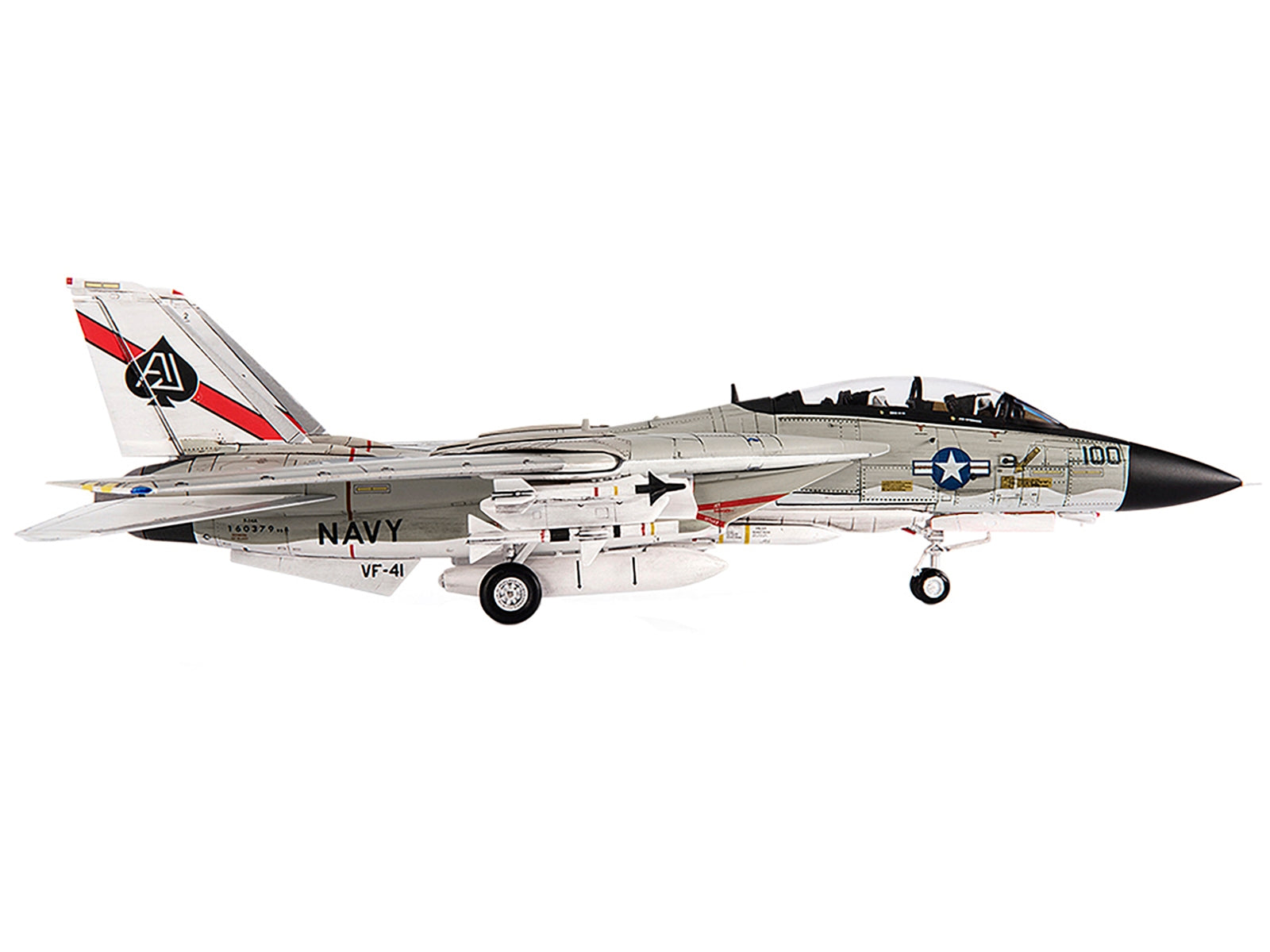 Grumman F-14D Tomcat Fighter Plane "U.S. Navy VF-41 Black Aces" (1978) 1/72 Diecast Model by JC Wings - Minihomy