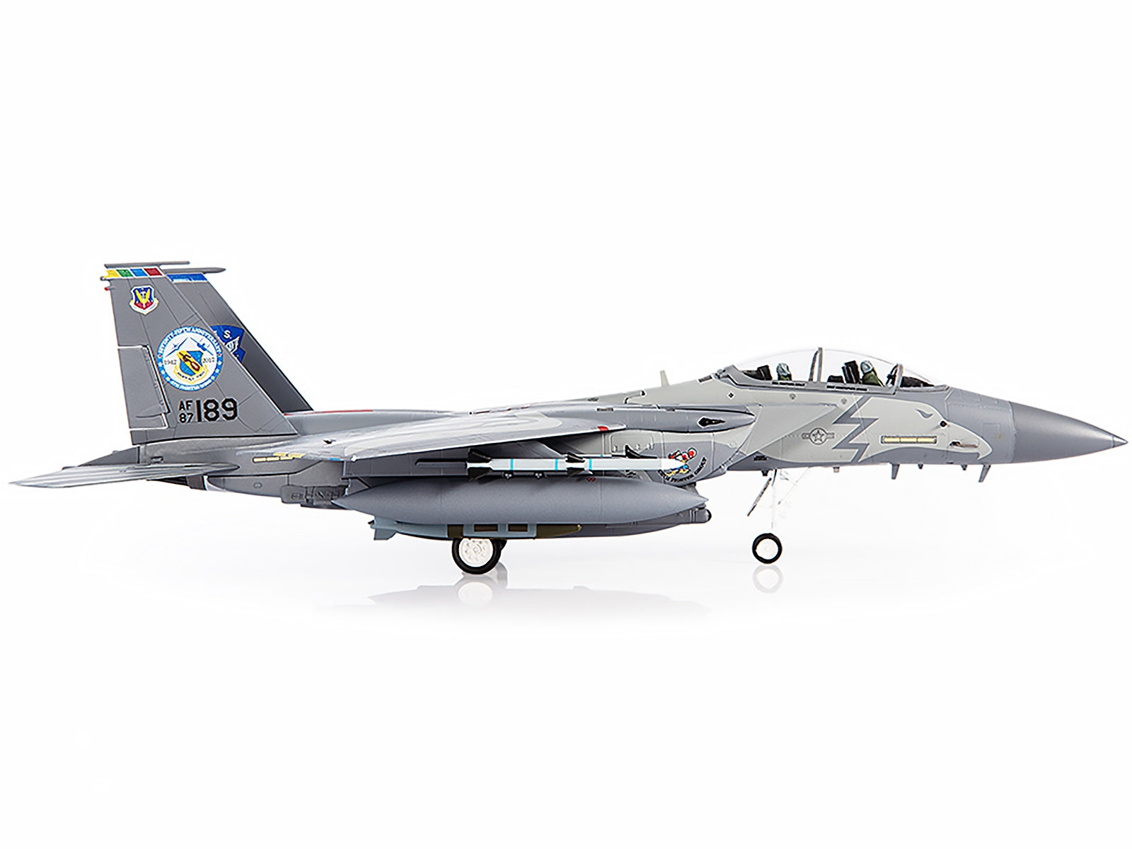 F-15E U.S. Air Force Strike Eagle Fighter Aircraft "4th Fighter Wing 2017 75th Anniversary" with Display Stand Limited Edition to 700 pieces Worldwide 1/72 Diecast Model by JC Wings - Minihomy