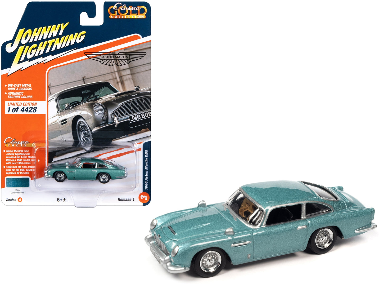 1966 Aston Martin DB5 RHD (Right Hand Drive) Caribbean Pearl Blue Metallic "Classic Gold Collection" 2023