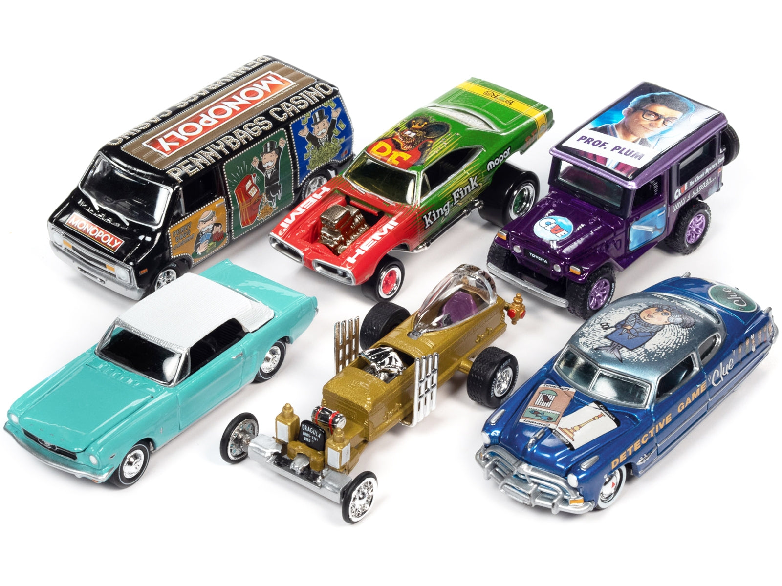 Pop Culture 2022 Set of 6 Cars Release 3 1/64 Diecast Model Cars by Johnny Lightning - Minihomy