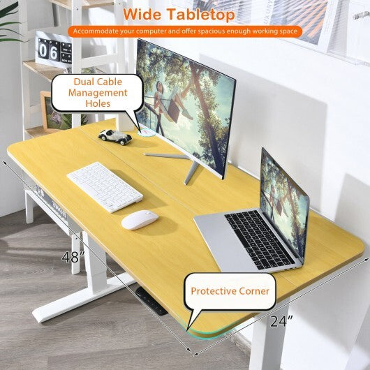 48-Inch Electric Standing Adjustable Desk with Control Panel and USB Port-Natural - Color: Natural - Minihomy