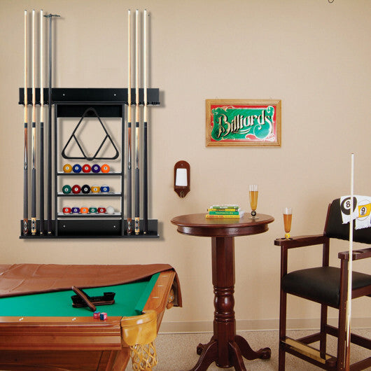 Wall-mounted Billiards Pool Cue Rack Only-Black - Color: Black