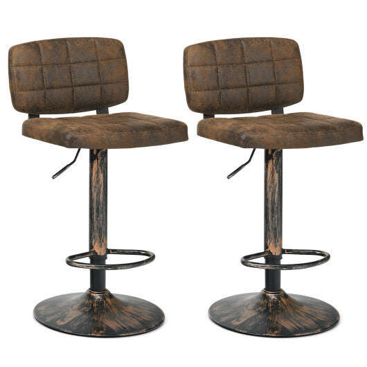Set of 2 Vintage Bar Stools with Adjustable Height and Footrest
