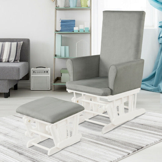 Baby Nursery Relax Rocker Rocking Chair Glider and Ottoman Cushion Set-Gray