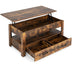 Lift Top Coffee Table with 2 Storage Drawers and Hidden Compartment-Rustic Brown - Minihomy