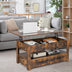 Lift Top Coffee Table with 2 Storage Drawers and Hidden Compartment-Rustic Brown - Minihomy