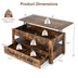 Lift Top Coffee Table with 2 Storage Drawers and Hidden Compartment-Rustic Brown - Minihomy