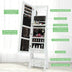 Freestanding Full Length LED Mirrored Jewelry Armoire with 6 Drawers-White - Minihomy