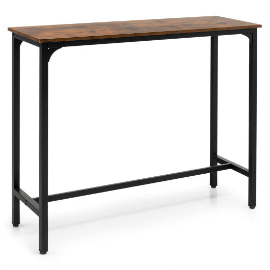 48 Inch Industrial Pub Dining Table with Steel Frame-Rustic Brown