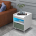 Modern Nightstand with LED Lights Sliding Drawer and Open Compartment-White - Minihomy