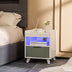 Modern Nightstand with LED Lights Sliding Drawer and Open Compartment-White - Minihomy