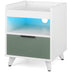 Modern Nightstand with LED Lights Sliding Drawer and Open Compartment-White - Minihomy