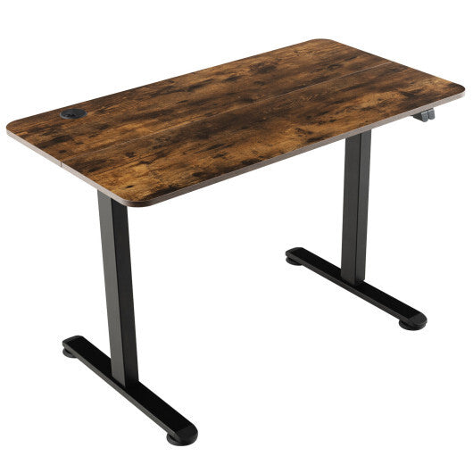 Electric Standing Desk Adjustable Stand up Computer Desk Anti-collision-Rustic Brown - Color: Rustic Brown - Minihomy