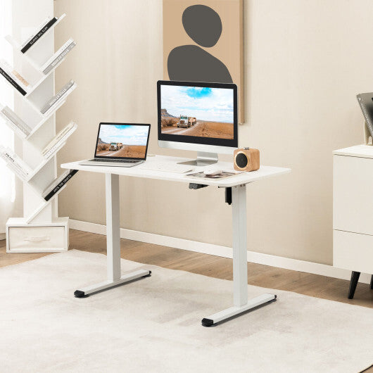 Electric Standing Desk Adjustable Stand up Computer Desk Anti-collision-White - Color: White - Minihomy