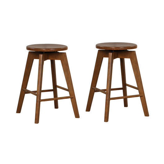 2 Set of 24.5 Inch Counter Height Bar Stool with Rubber Wood Frame