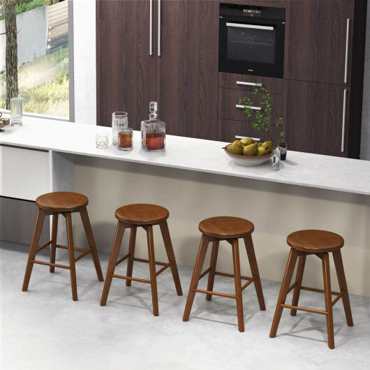2 Set of 24.5 Inch Counter Height Bar Stool with Rubber Wood Frame