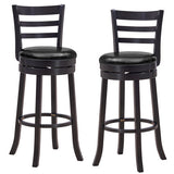 Set of 2 Bar Stools Swivel Bar Height Chairs with PU Upholstered Seats Kitchen